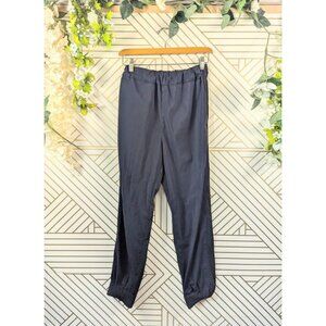COS Women's Nylon Stretch Waist Navy Blue Joggers Cinch Zip Pocket Size 2